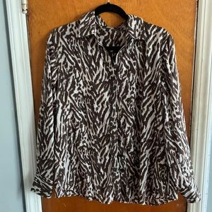 Tahari Zebra Print Collared Blouse